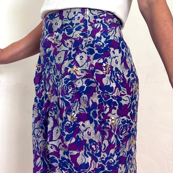 Anthropologie Silk and Sequin Pencil Skirt - Picture 4 of 8